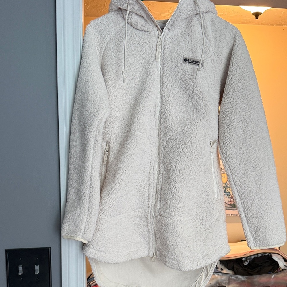 Columbia Cream Sherpa Full-Zip Hooded Jacket